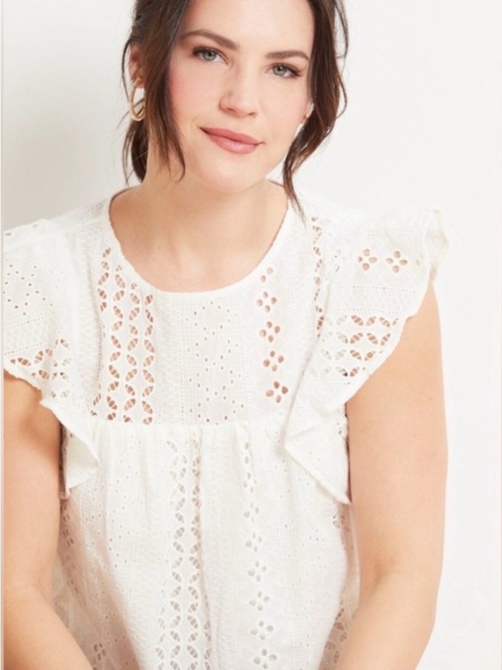 Sanctuary White Eyelet Ruffle Sleeve Blouse - Picture 6 of 15